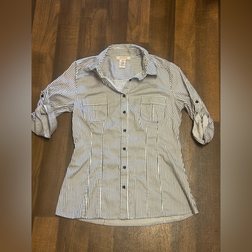 Covington Navy and White Striped Shirt